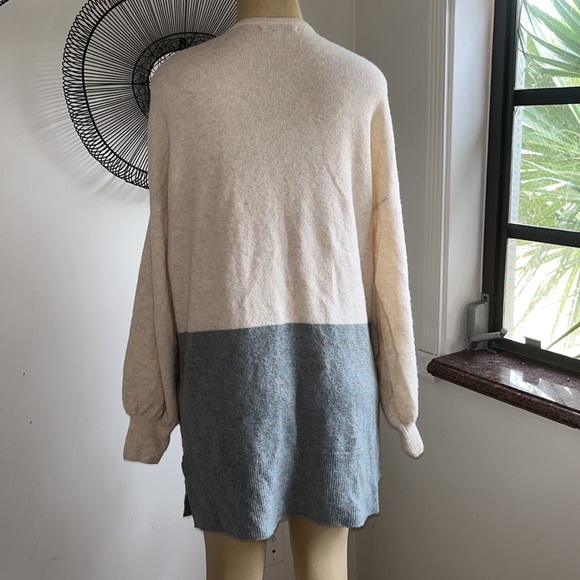 Madewell Wool Alpaca Blend Colorblock Bubble-Sleeves Cardigan Sweater - Picture 8 of 11
